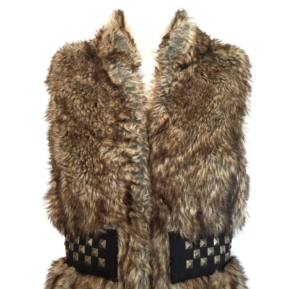 Romeo & Juliet Couture Faux Fur Vest Studded Small - Picture 3 of 5